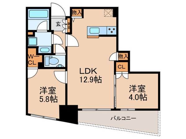 ﾚｰﾍﾞﾝ福岡天神ONE　TOWER(1207)の物件間取画像